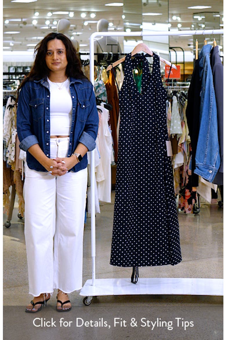 Polka Dot Fit & Flare Halter Neck Midi Dress video