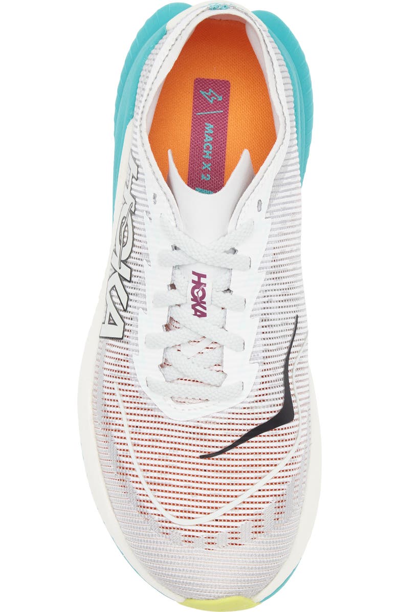 HOKA Mach X 2 Running Shoe, Alternate, color, Frost / Electric Aqua