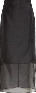 Brandon Maxwell The Brett Tiered Silk Organza Pencil Skirt