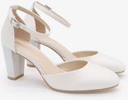 Kailee P Sarah Satin Wedding Block Heel with Ankle Strap
