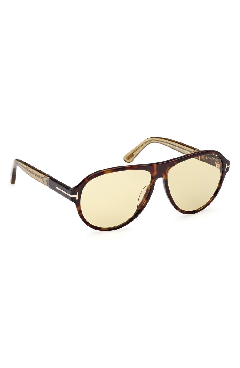 TOM FORD Quincy 59mm Pilot Sunglasses, Alternate, color, Havana / Eco / Khaki