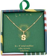Leith Varsity Font Cubic Zirconia Initial Pendant Necklace