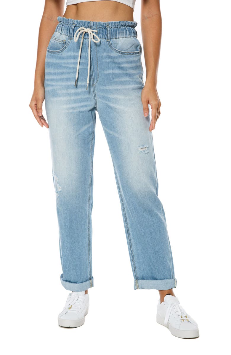 Juicy Couture High Waist Relaxed Fit Drawstring Jeans, Main, color, 