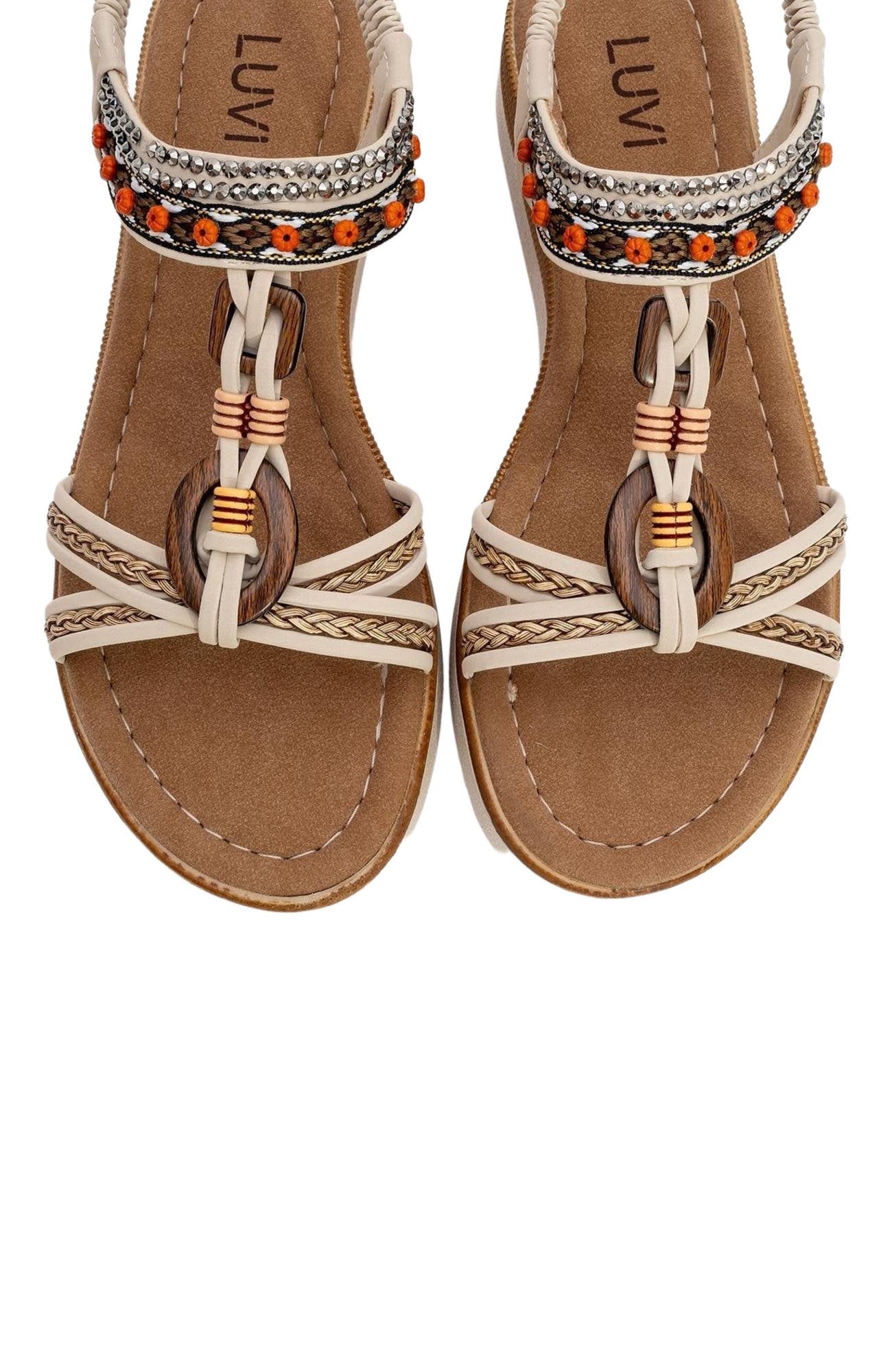 Prologue Shoes CHER Braided Strap Sandal, Alternate, color, Beige Faux Leather