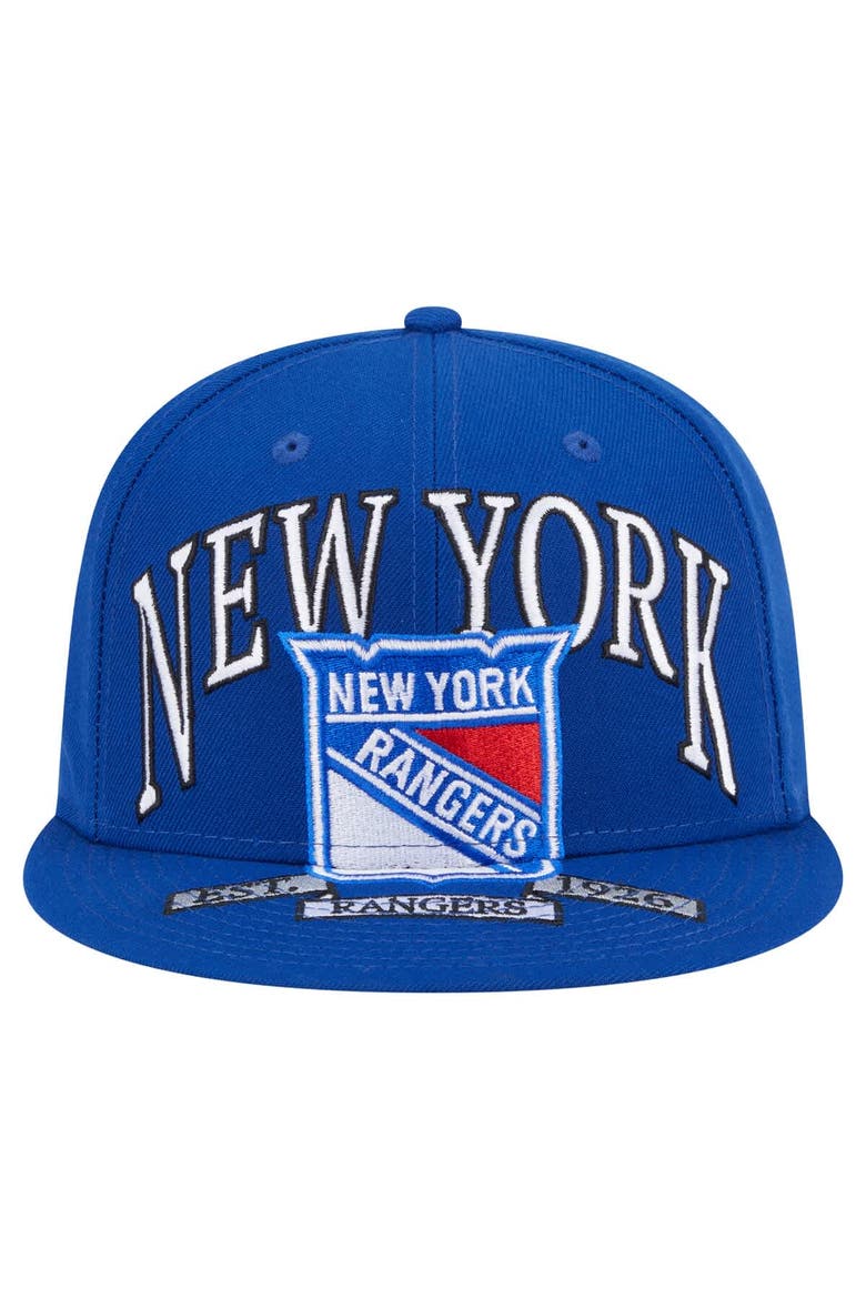 Men's New Era Blue New York Rangers Oversized Vintage Arch 59Fifty Fitted Hat, Alternate, color, Blue