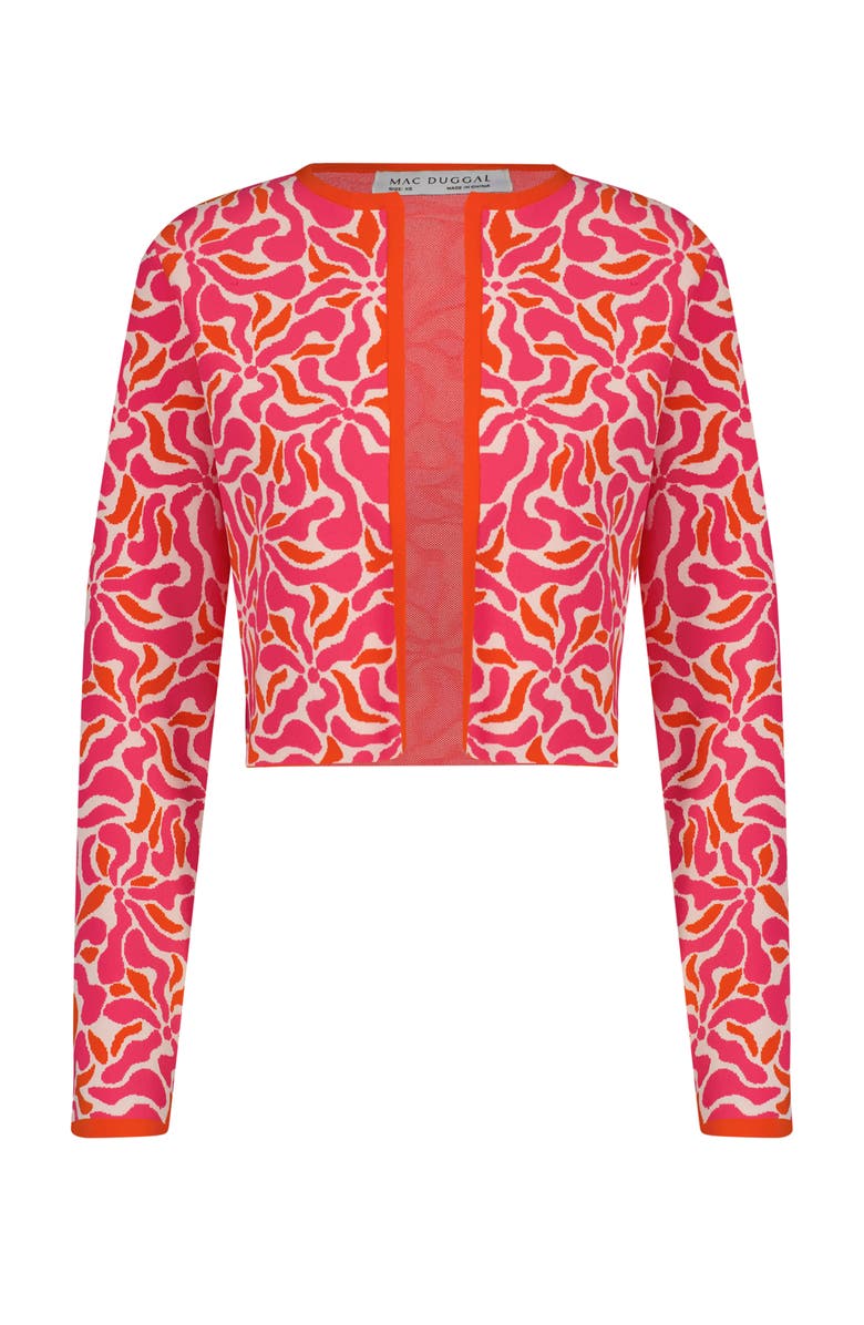 Mac Duggal Long Sleeve Floral Knit Cardigan, Alternate, color, Sunset Multi
