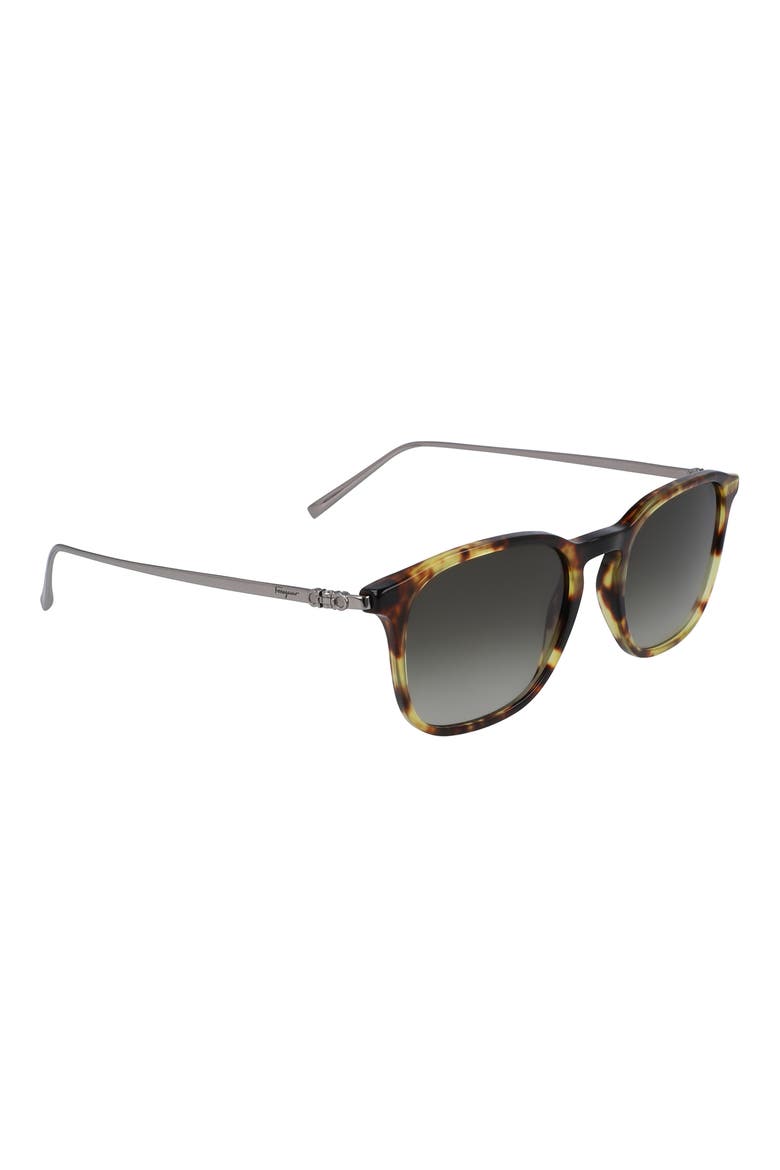 Salvatore Ferragamo Classic Logo 53mm Gradient Rectangle Sunglasses, Alternate, color, DARK TORTOISE