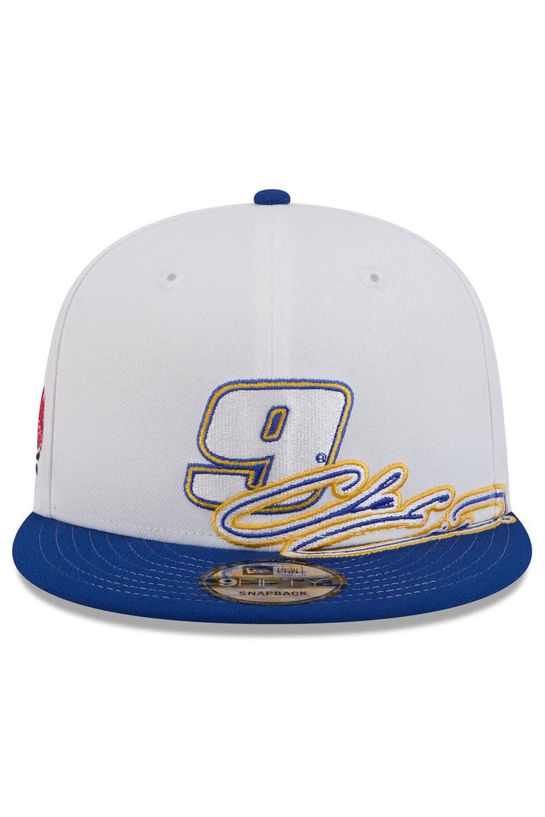 Men's New Era White/Blue Chase Elliott  9FIFTY Snapback Hat, Alternate, color, White