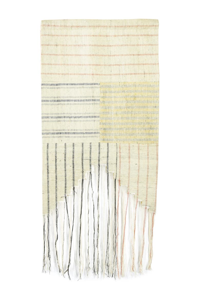 50"H Woven Cotton Striped Wall Hanging with Fringe, Main, color, Multicolor
