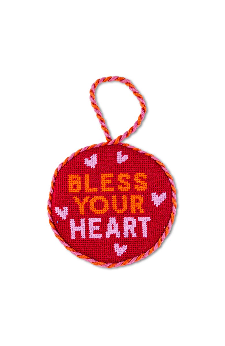Furbish Needlepoint Ornament - Bless your Heart, Main, color, Red