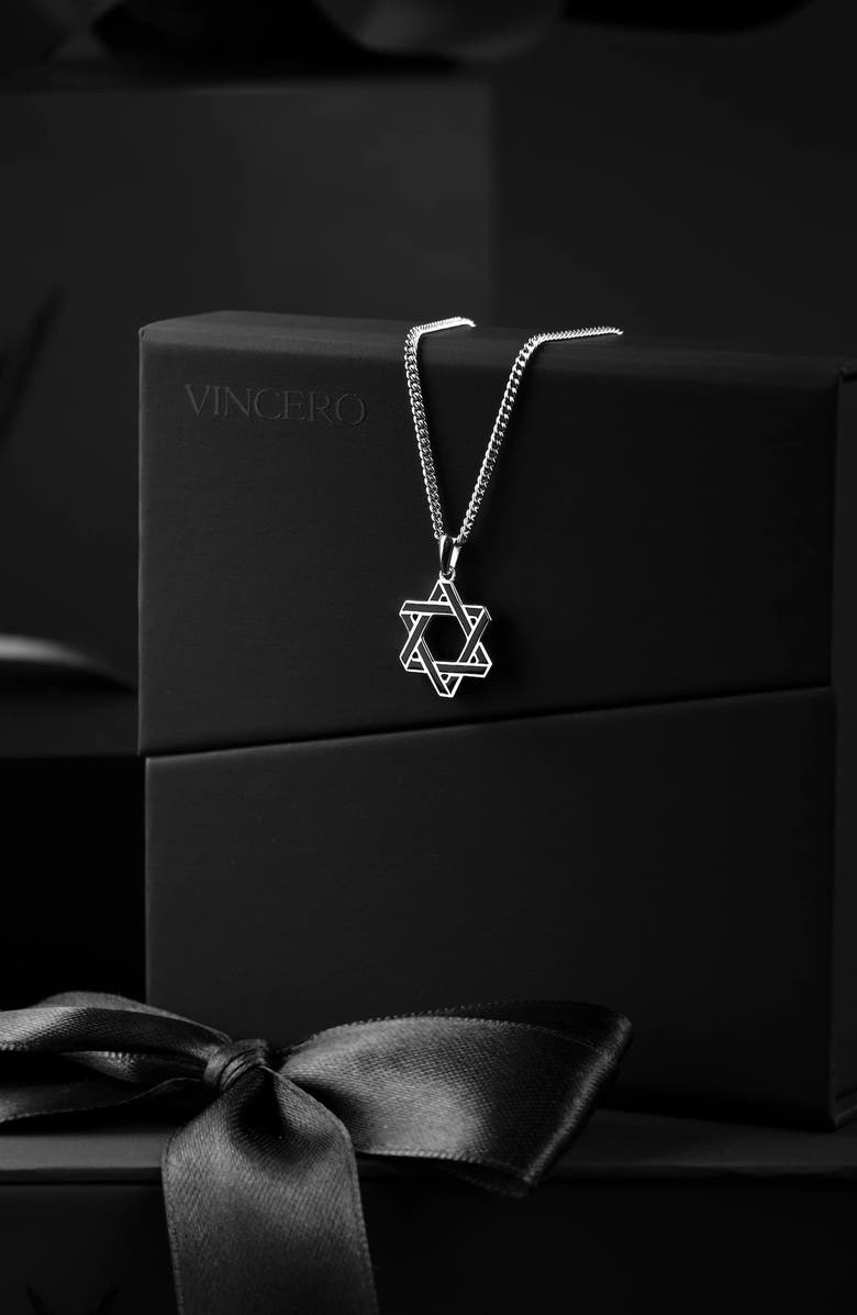 Vincero Star of David Pendant Necklace, Alternate, color, Silver