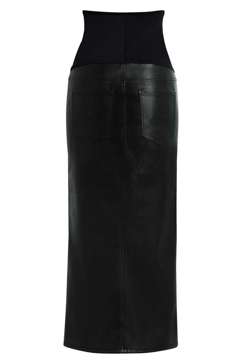Reconstructed Faux Leather Midi Skirt, Alternate, color, BLACK