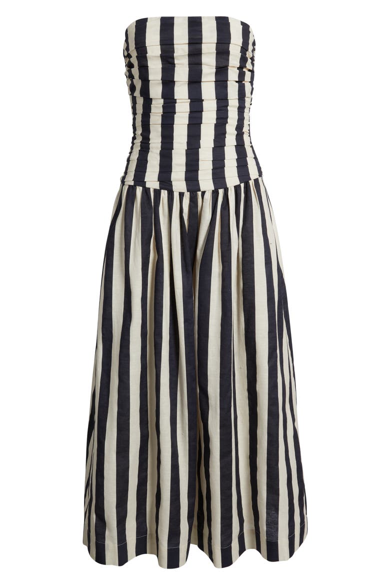 moon river strapless pleated dress Moon River Pleated Midi Dress | Green | Size M