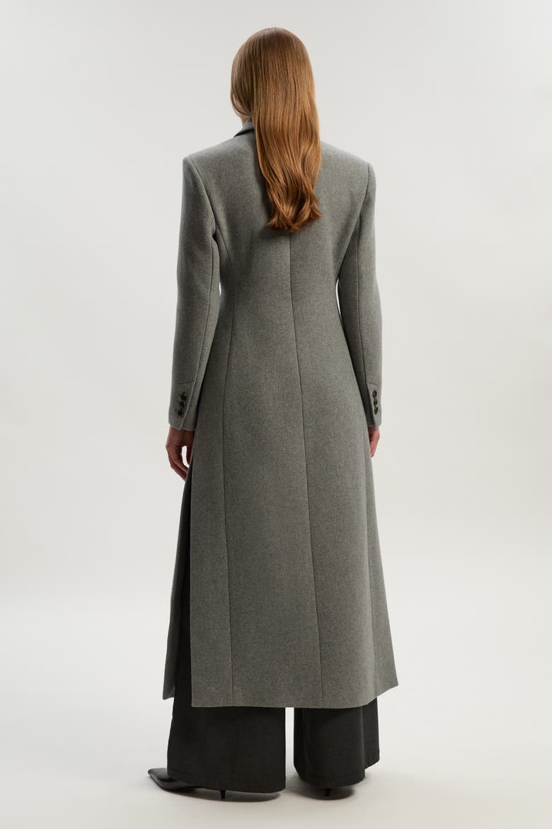 Wool Double Breasted Tailored Maxi Coat, Alternate, color, Grey Marl