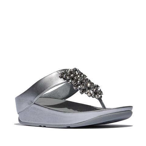 Rumba Iridescent beaded toe-post sandals