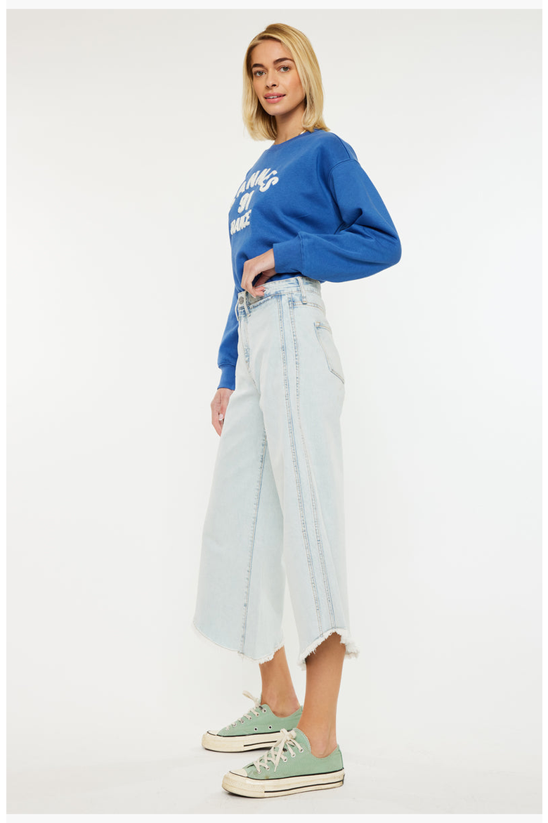 Arnie High Rise Cropped Gaucho Pants, Alternate, color, Light Wash