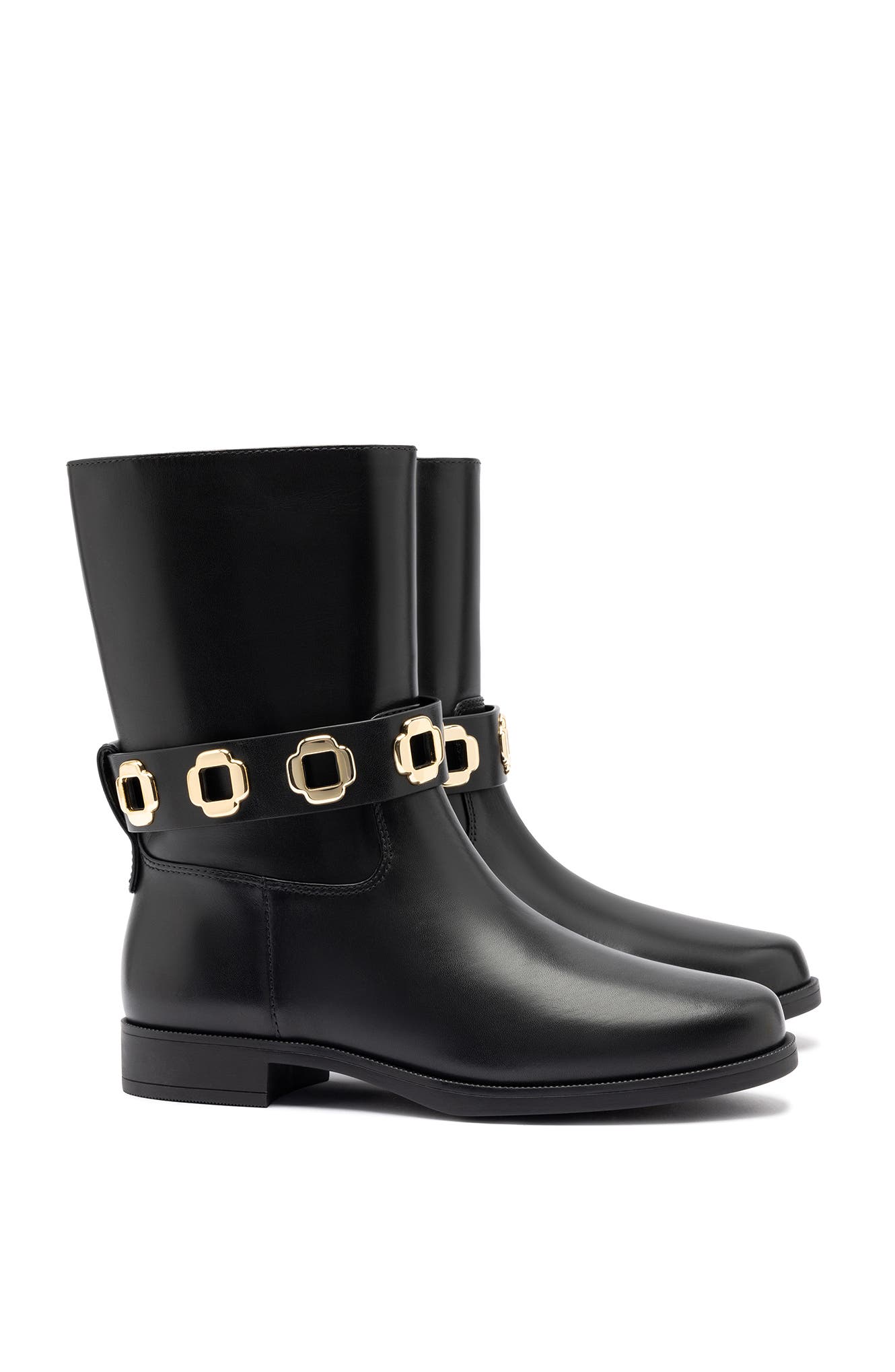 Larroudé Milan Flat Bootie, Alternate, color, Black