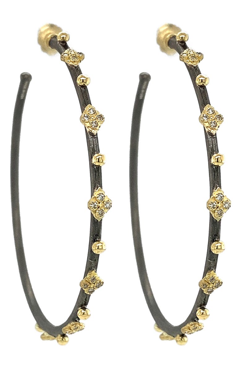 Armenta Old World Diamond Hoop Earrings, Main, color, 