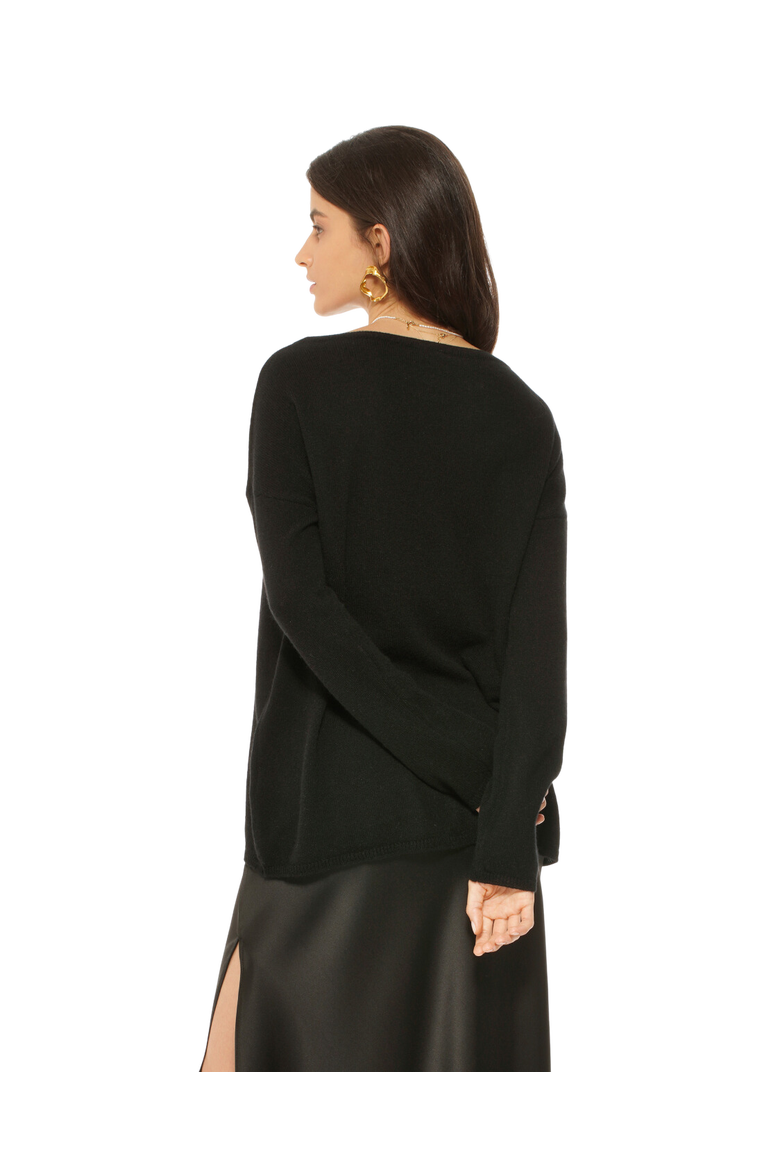 Lightweight Oversized Pure Cashmere Boatneck Sweater, Alternate, color, Black