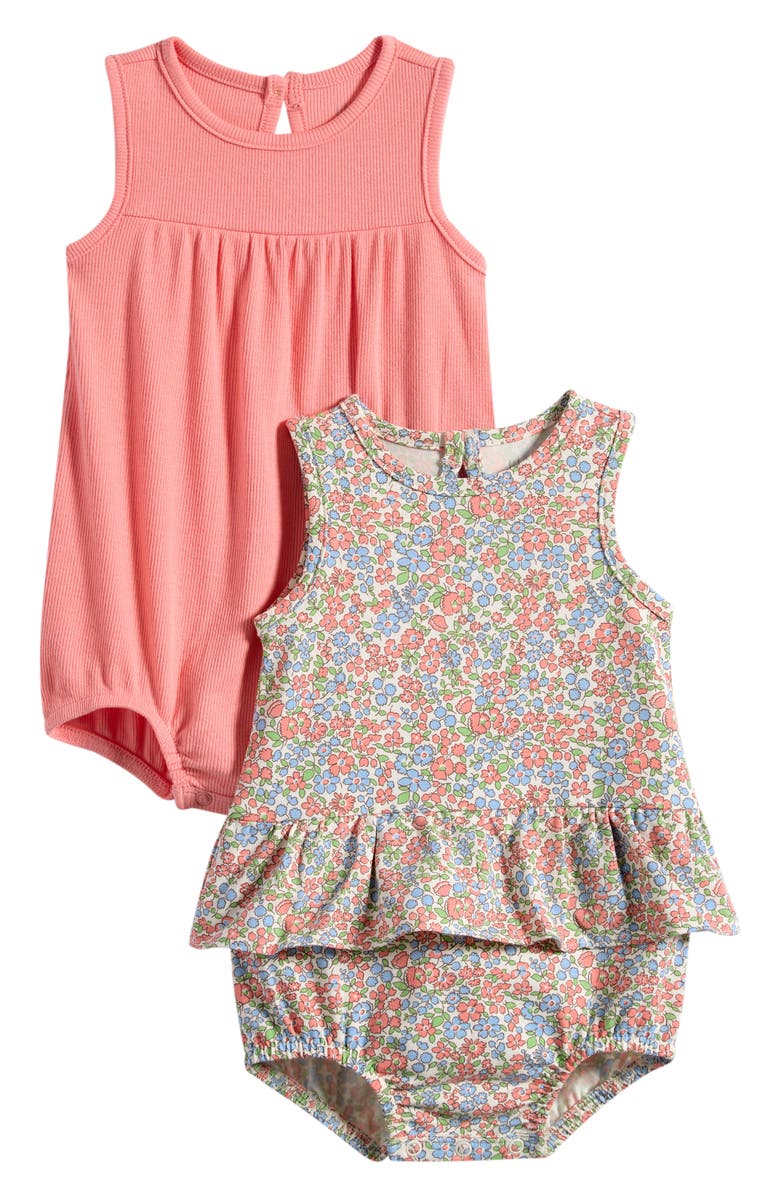 Little Planet 2-Pack Assorted Stretch Organic Cotton Bodysuits, Main, color, Multi Floral