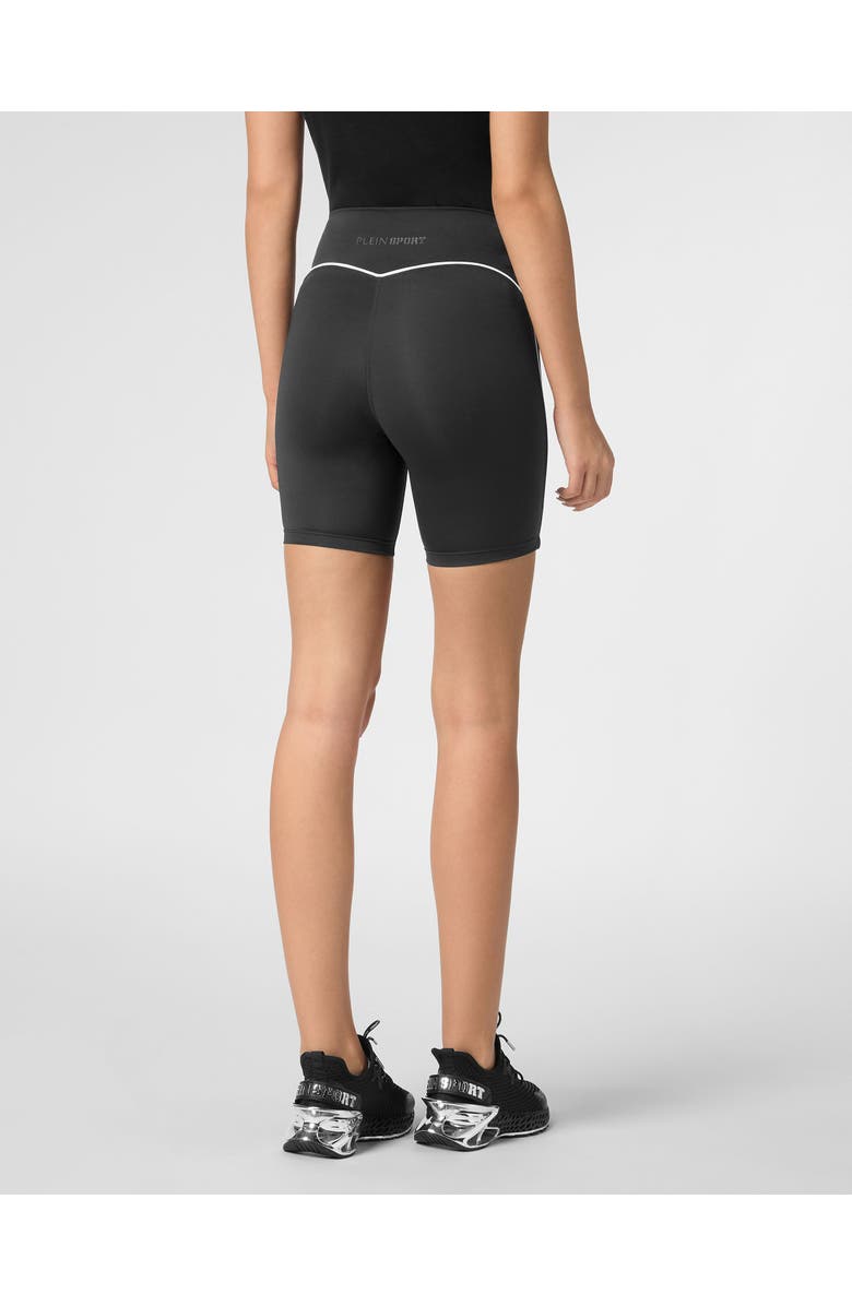 PLEIN SPORT Silky Soft Piping Biker Shorts Women, Alternate, color, Black