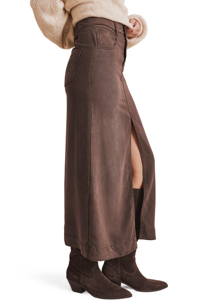 Ryder Front Slit Denim Skirt, Alternate, color, JAVA BROWN