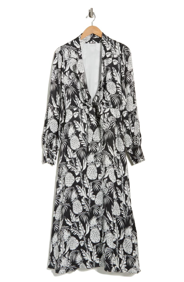 Elie Tahari Pineapple Print Long Sleeve Maxi Dress, Alternate, color, Hula Print