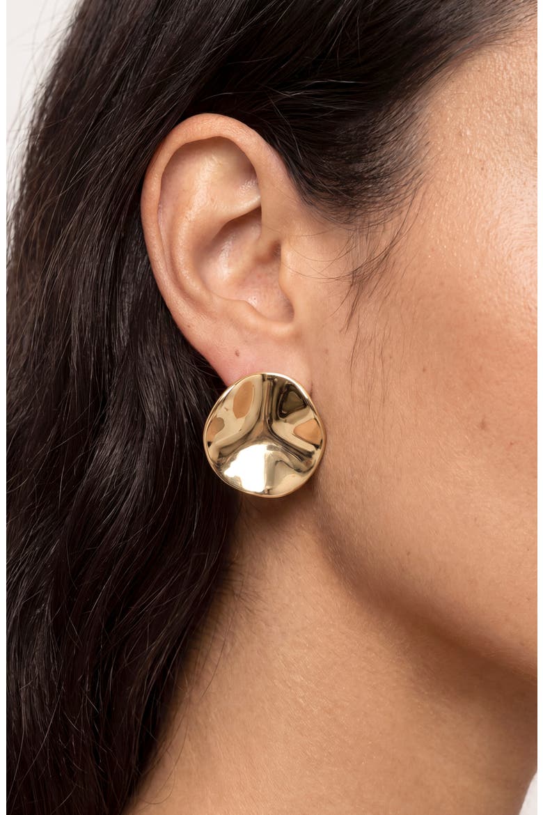 Molten Disc Stud Earrings, Alternate, color, GOLD