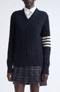 Thom Browne 4-Bar Cable Stitch Cashmere Sweater