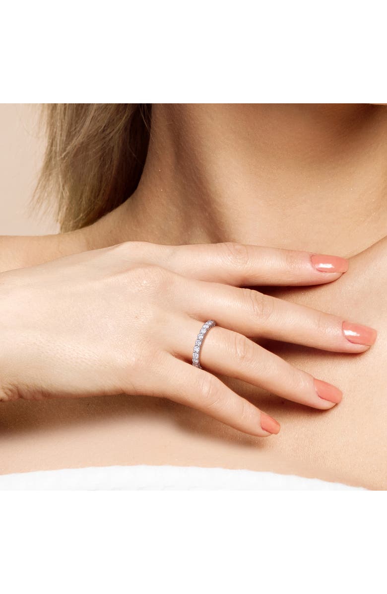 DELMAR 10K White Gold Created Moissanite Infinity Band Ring, Alternate, color,