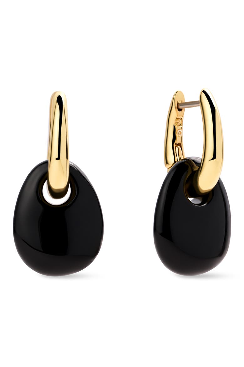 Kayla Clear Drop Hoop Earrings, Main, color, GOLD / BLACK