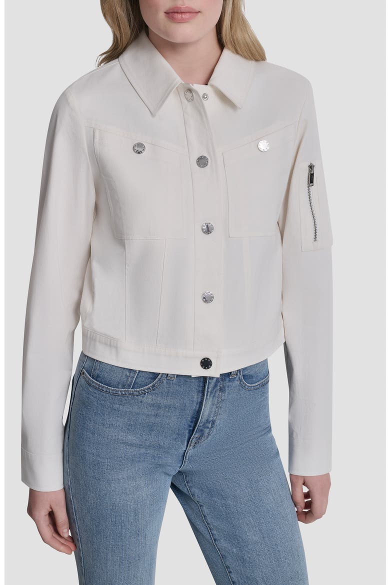 Twill Trucker Jacket, Main, color, IVORY