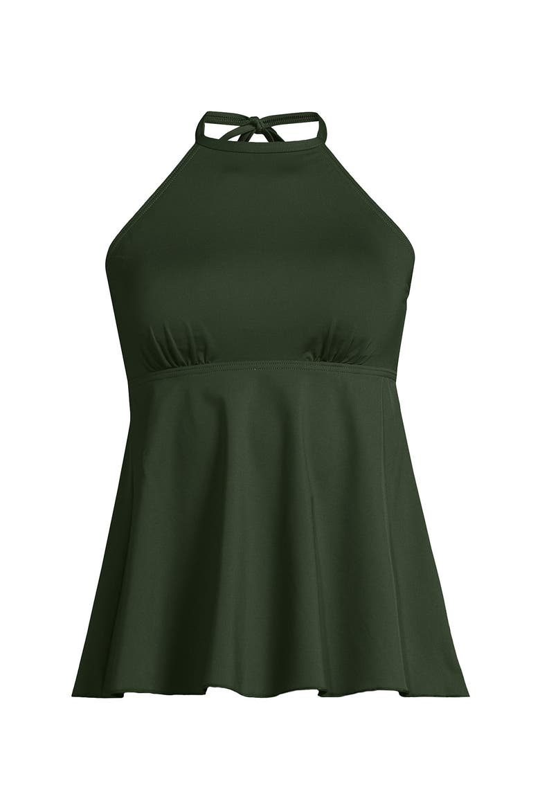 Flutter High Neck Halter Tankini Top, Alternate, color, Rich Olive Green