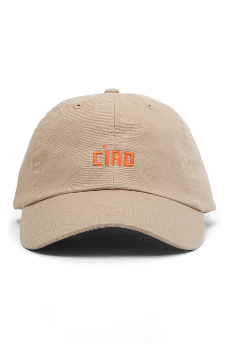 Cotton Adjustable Baseball Cap, Main, color, KHAKI W/ FADED TANGERINE