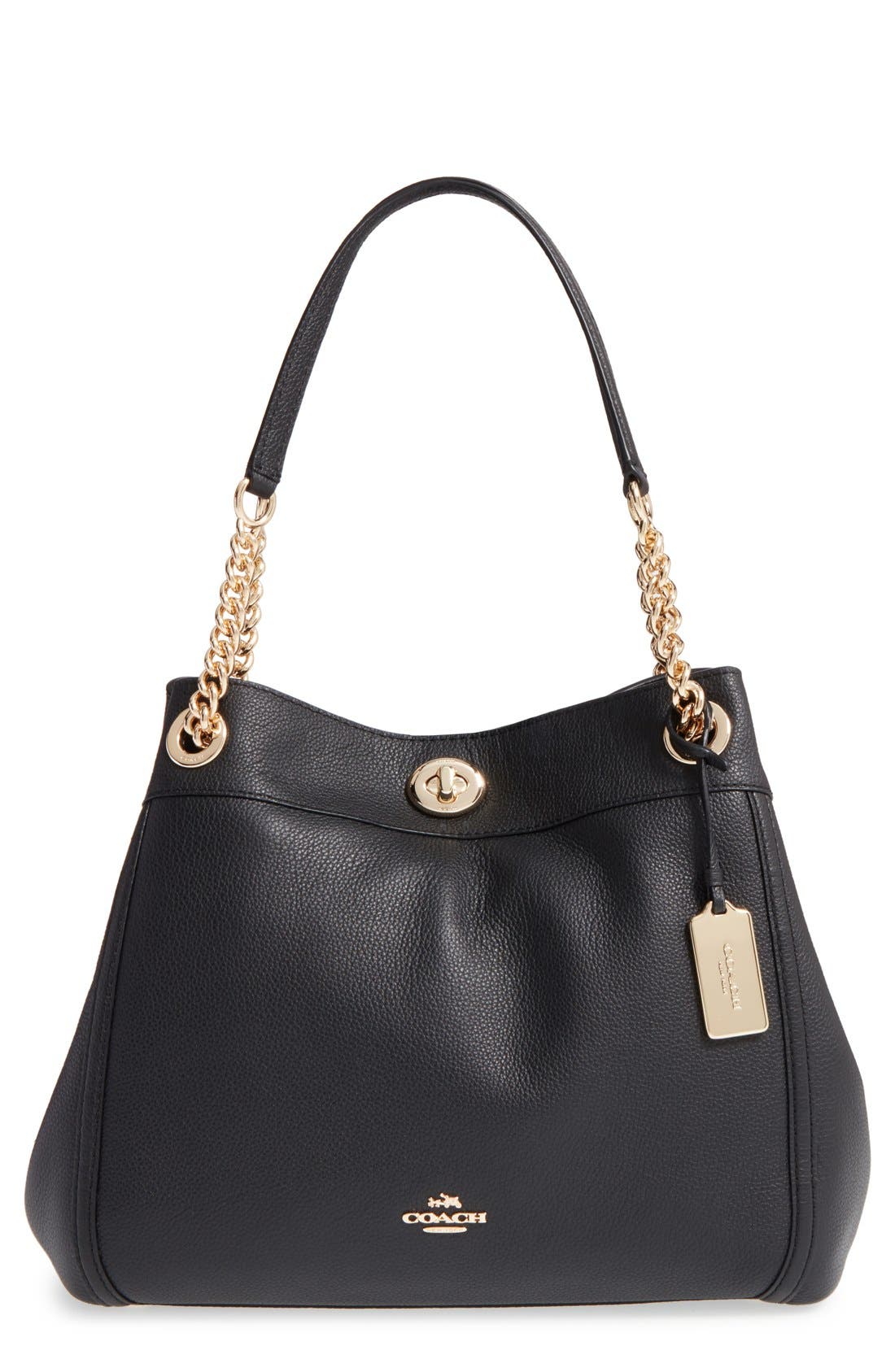 COACH 'Turnlock Edie' Pebbled Leather Shoulder Bag, Main, color, 
