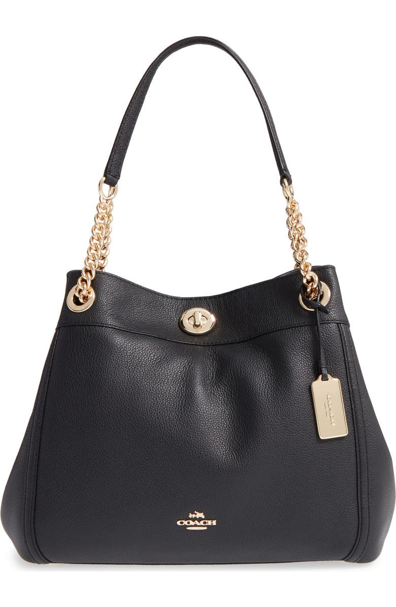 COACH 'Turnlock Edie' Pebbled Leather Shoulder Bag, Main, color,