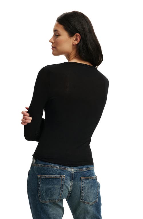 Cotton On Sheer Layer Crew Long Sleeve In Black