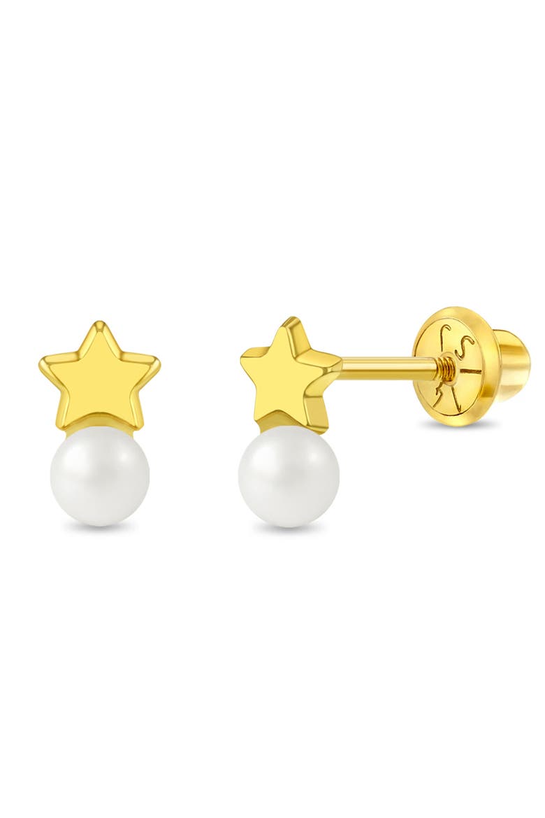 14k Shaped Drop Girl Earrings, Main, color, White