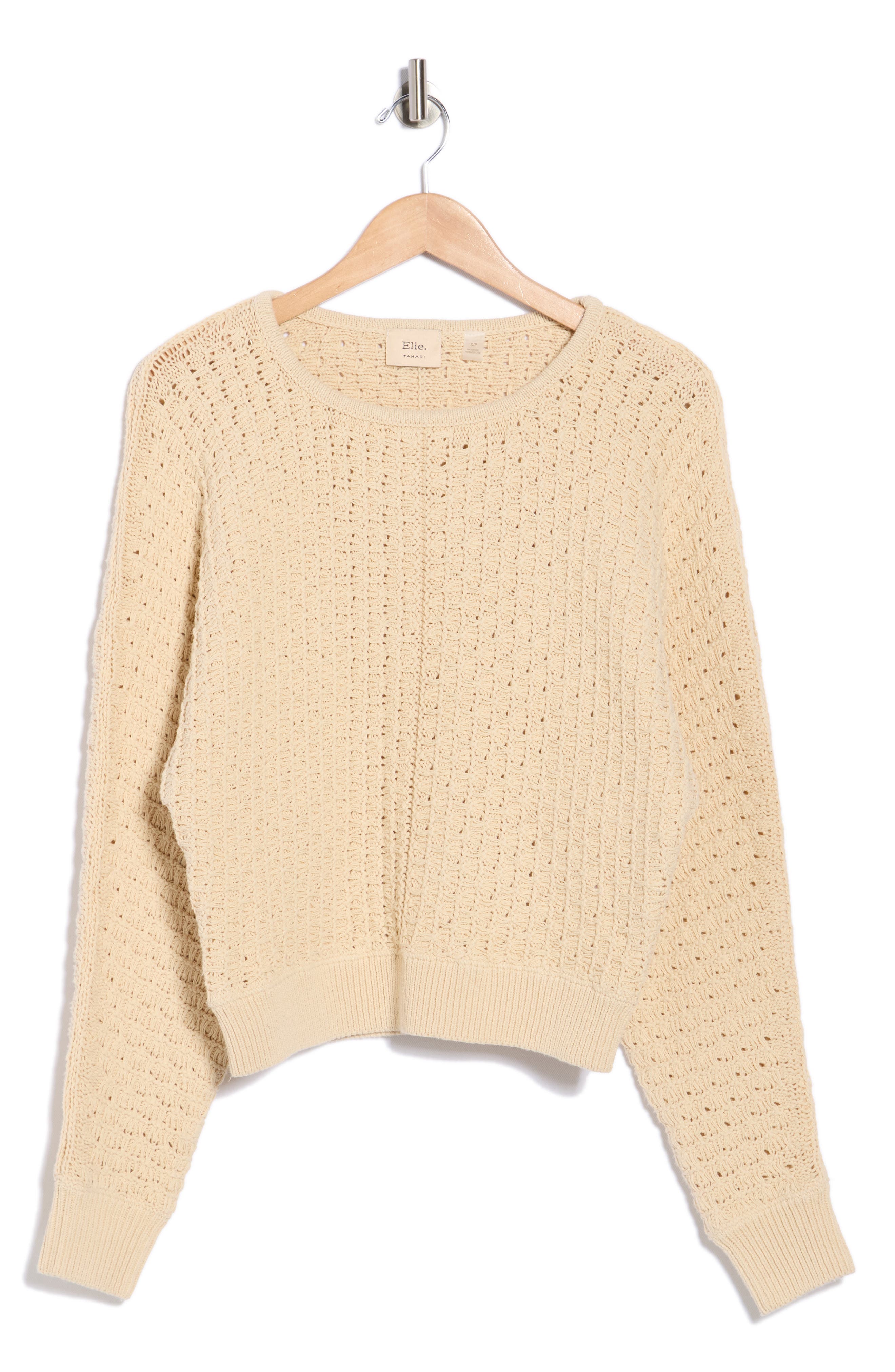 ELIE ELIE TAHARI Textured Dolman Sleeve Cotton Sweater