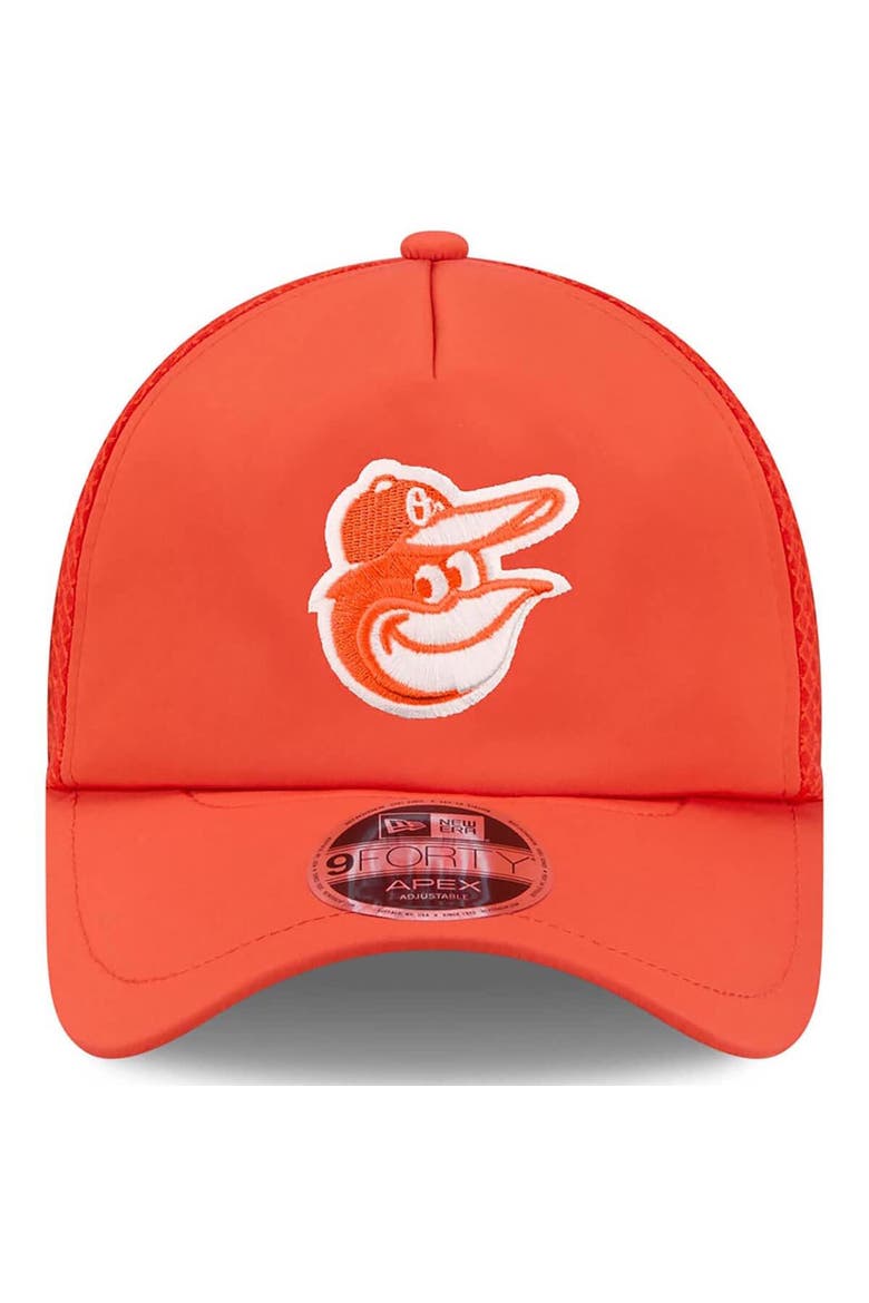 Men's New Era Orange Baltimore Orioles 2026 Batting Practice Apex 9FORTY Adjustable Trucker Hat, Alternate, color, Orange