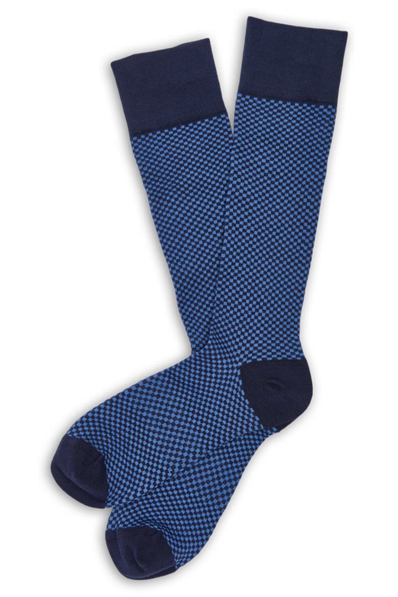 Maddox Mid-Calf Premium Novelty Dress Socks, Alternate, color, NAVY GRADIENT