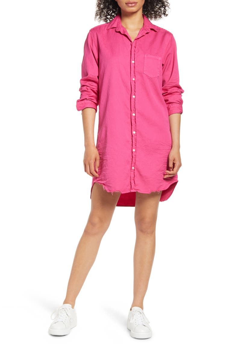 Mary Long Sleeve Cotton Shirtdress, Main, color, MAGENTA PI