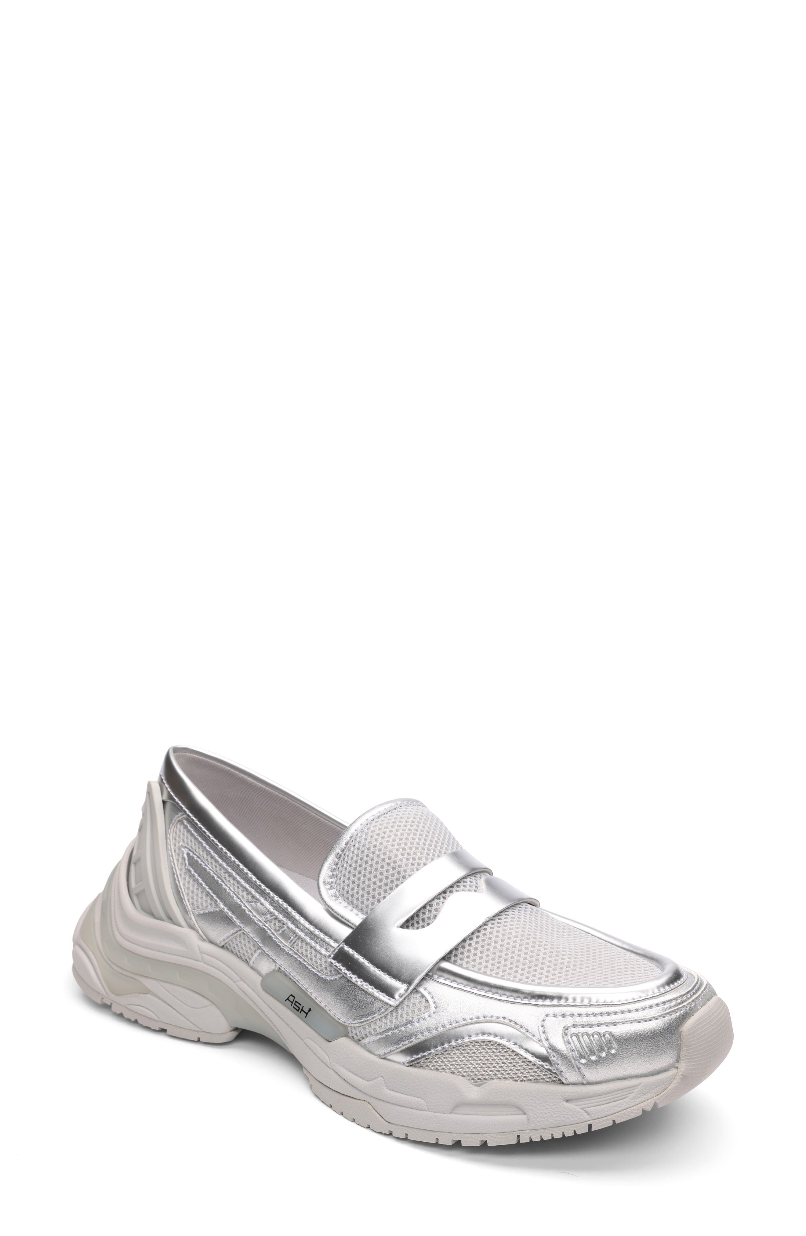 Ash Romie Bis Hybrid Mesh Loafer Sneaker, Main, color, Silver/ Silver