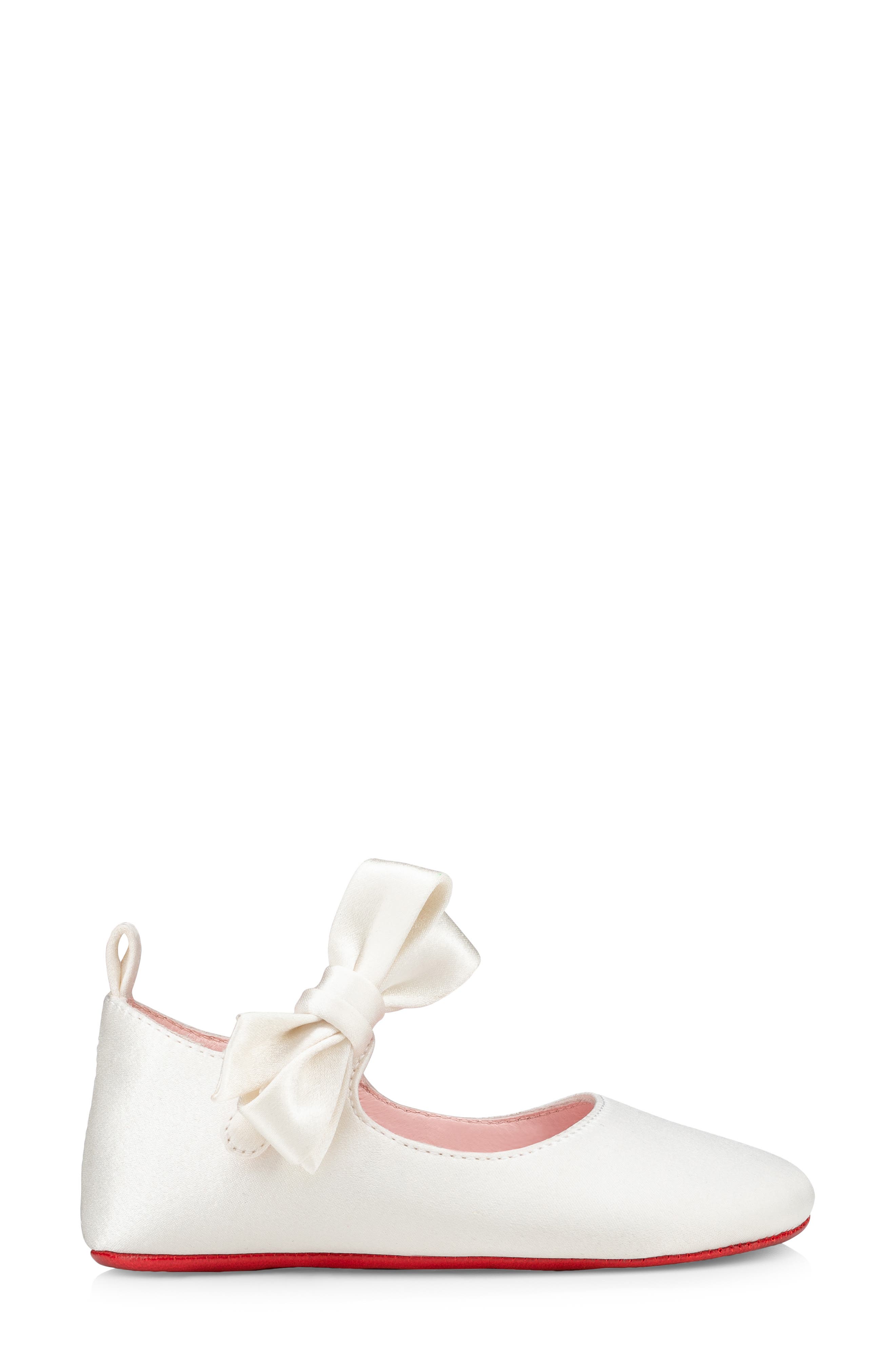 Christian Louboutin Lou Babe Silk Crepe Satin Crib Shoe, Alternate, color, 