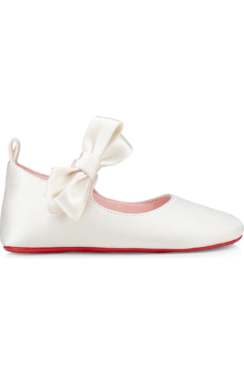 Christian Louboutin Lou Babe Silk Crepe Satin Crib Shoe, Alternate, color,