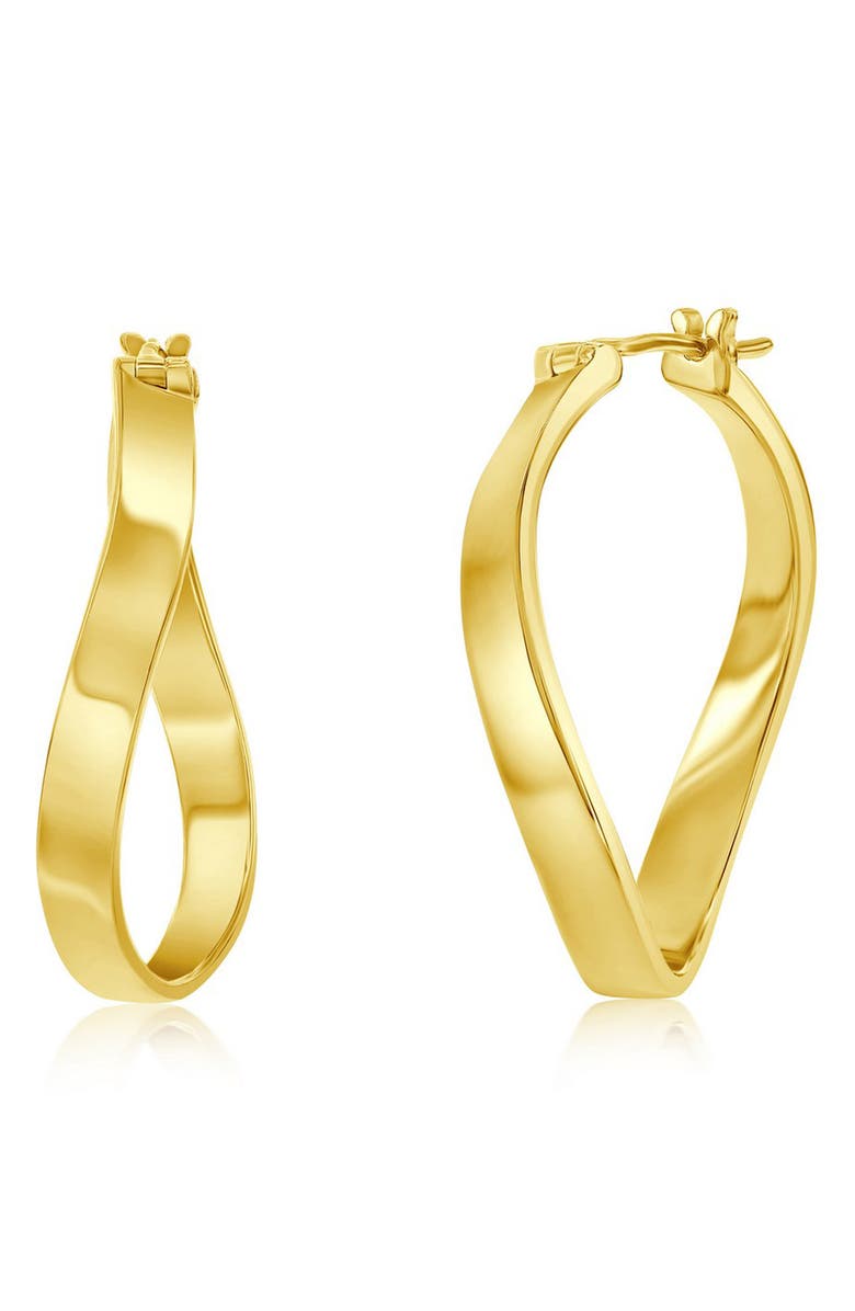 SIMONA 14K Gold Plated Sterling Silver Wavy Hoop Earrings, Main, color, Gold