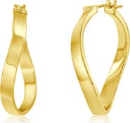 SIMONA 14K Gold Plated Sterling Silver Wavy Hoop Earrings