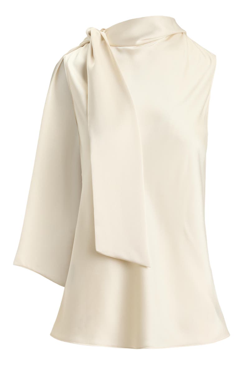 Tie Neck Charmeuse Sleeveless Top, Alternate, color, MASCARPONE CREAM