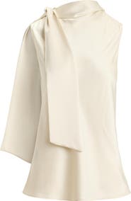 Lauren Ralph Lauren Tie Neck Charmeuse Sleeveless Top