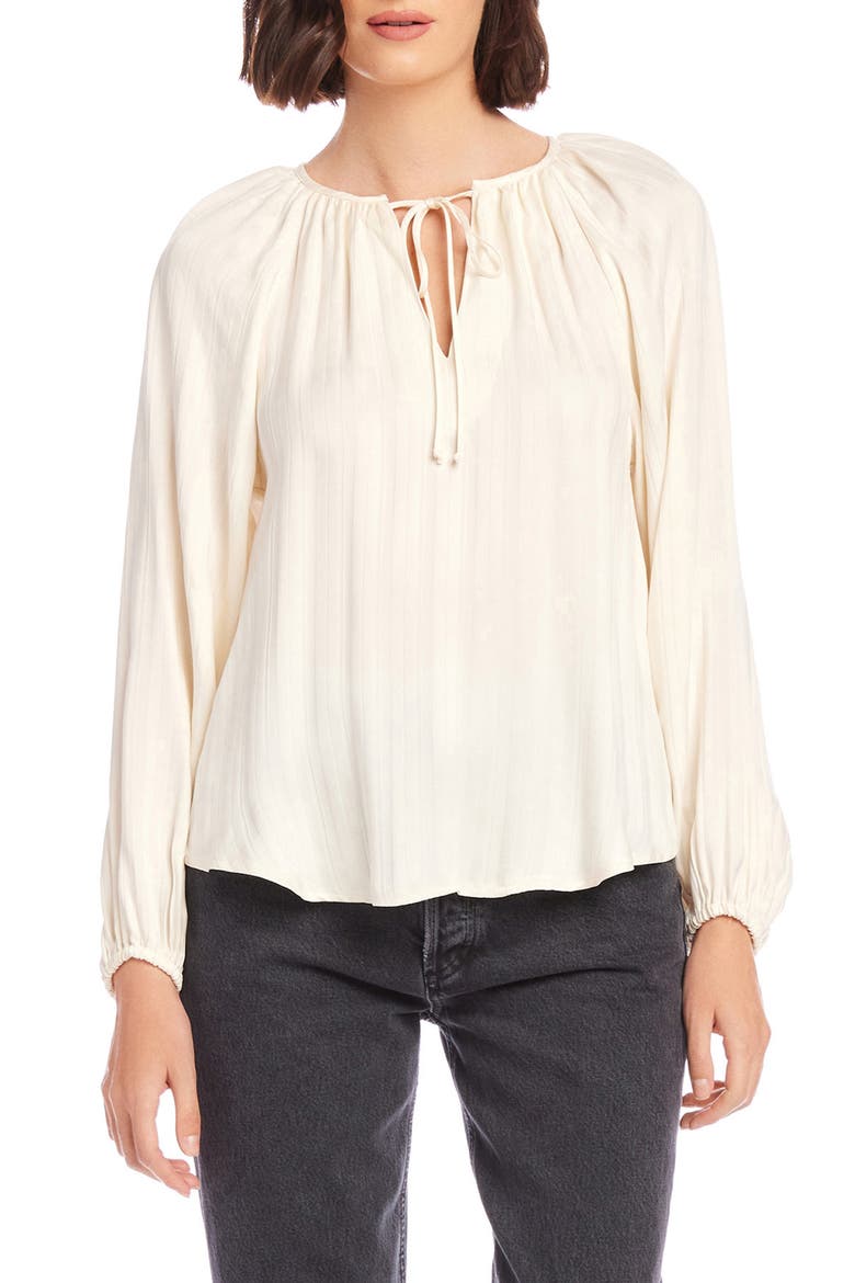 Joplin Stripe Long Sleeve Peasant Top, Main, color, CREAM
